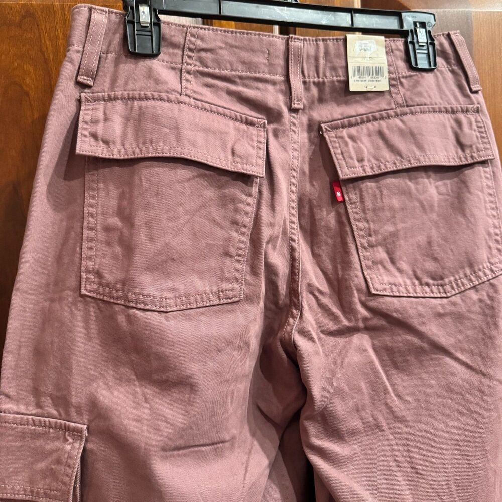 Levi's '94 Baggy Cargo Pants Mauve Pink Mid Rise Adjustable Hem 27x30 NWT - Picture 8 of 16